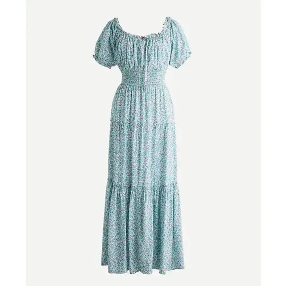 J. Crew Mint Floral Midi Dress